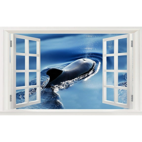 3D Wall Murals Art Decals Decorator-Whale Spouting Sea(22" X 14")