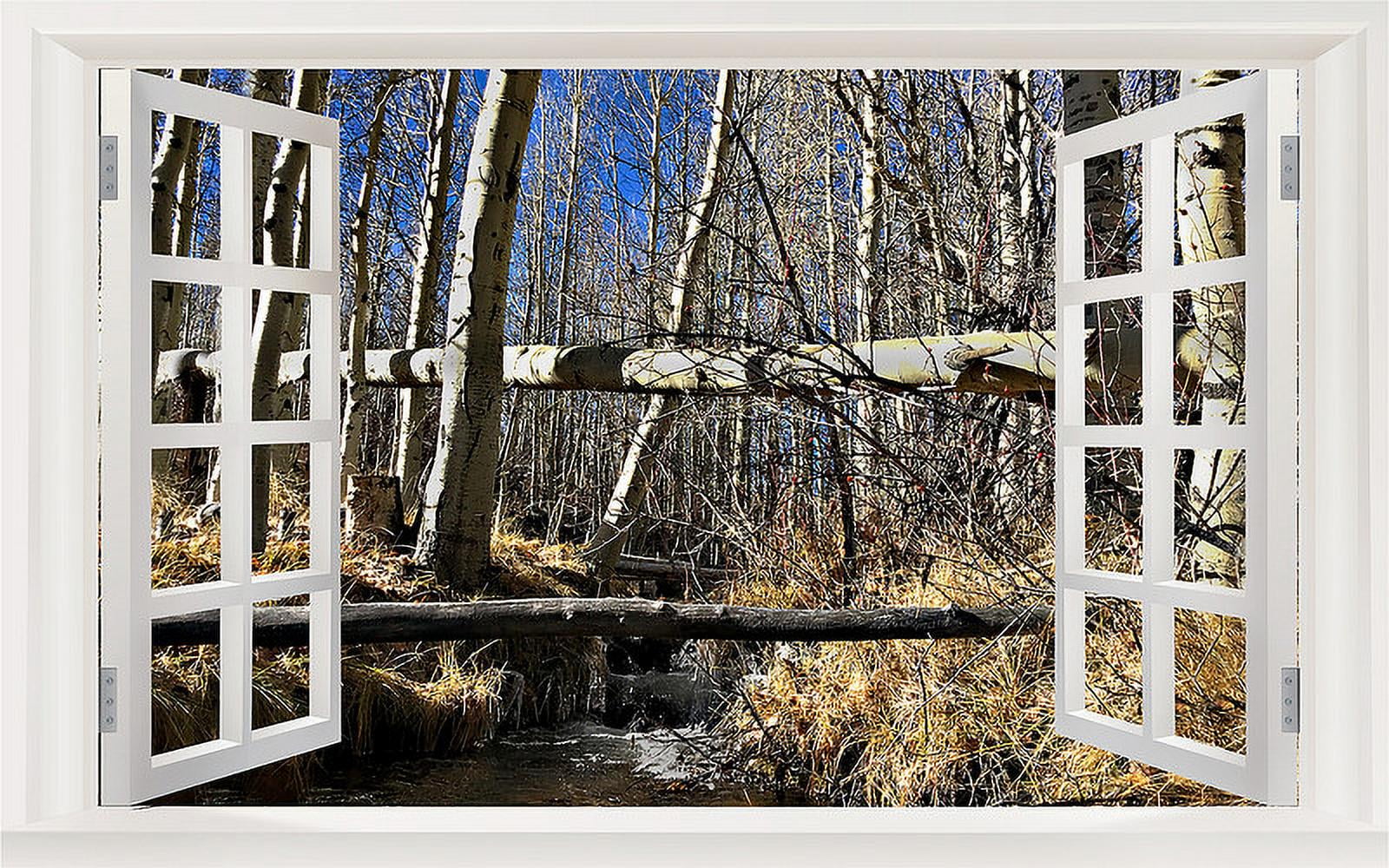 Nature Scene 3D Wall Mural Art Decal in White Frame