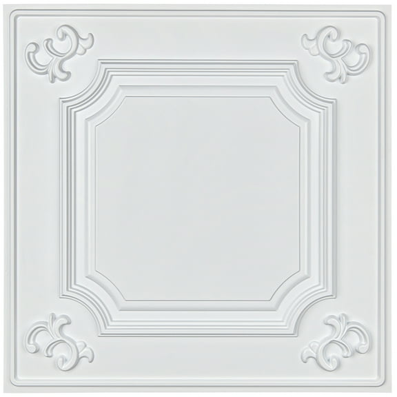 3D Wall Panel 2 Ft. x 2 Ft. Glue-up or Drop-in PVC Ceiling Tile in White