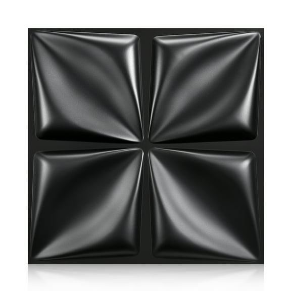 3D Wall Panel Diamond for Interior Wall Décor, PVC Flower Textured Wall Panels for Living Room Lobby Bedroom Hotel Office, Black, 30Pack