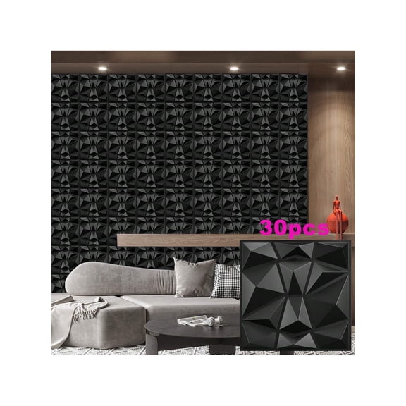 30cm Wall Panel 3D Decorative Decorative Interior Elements Matte Black Ornament PVC Tiles Cladding Wall Ceiling