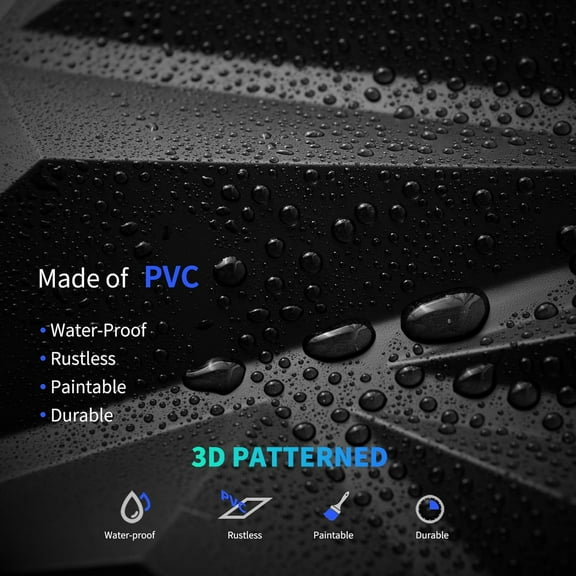 3D Wall Panel  for Interior Decor, 33 Pack PVC Textured Panels, 12x12 Inch, Black, 32 Sq Ft