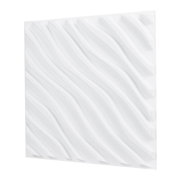 3D Wall Panels 12-Pack 19.7 x 19.7 inch PVC 32 Sq.Ft Coverage Wave Matte White
