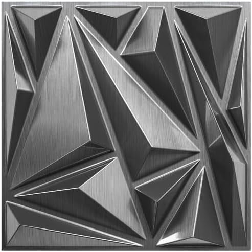 3D Wall Panels, 33-Pack Lightning Diamond Wall Panels for Interior Wall Decor, PVC Accent Wall Panels for Gaming Room Bedroom TV Background, 12 x 12 inch Brushed Silver