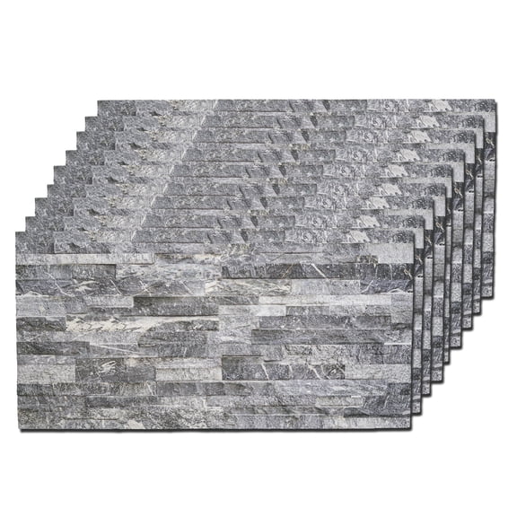 3D Wall Panels, Carved Stone Effect Styrofoam Wall Paneling, Wall Cladding Panel (set of 9 Covers 48 sq ft), Graphite