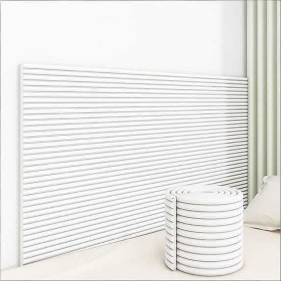 3D Wall Panels Headboard 78.7*7.87In Upholstered Wall Padding Protector for Kids Playroom Anti-Collision Pads DIY Padded Decor Self-Adhesive Sticker for Interior Bedroom Living Room Tatami(White)