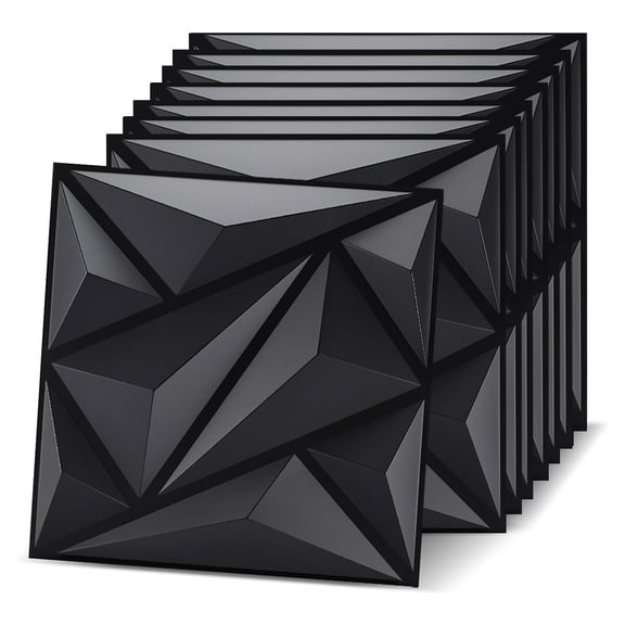 3D Wall Panels for Interior Wall Decor, 11.8''x11.8'' Black Accent Textured Wall Panels, Wall Covering Panles for Living Room, Gaming Room, TV Background