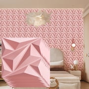 3D Wall Panels for Interior Wall Decor, 11.8x11.8 Pink Accent Textured Wall Panels, Wall Covering Panles for Living Room, Gaming Room, TV Background