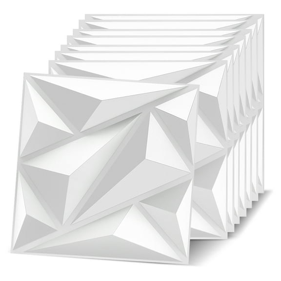 3D Wall Panels for Interior Wall Decor, 11.8''x11.8'' White Accent Textured Wall Panels, Wall Covering Panles for Living Room, Gaming Room, TV Background