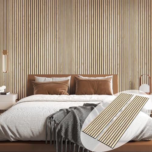 3D Wall Panels for Interior Wall Decor, 2-Pack Wood Panels for Wall, Oak Genuine Wood Veneer Acoustic Wall Panels - 12.6" W x 94.5" L$$Tools & Hardware Other