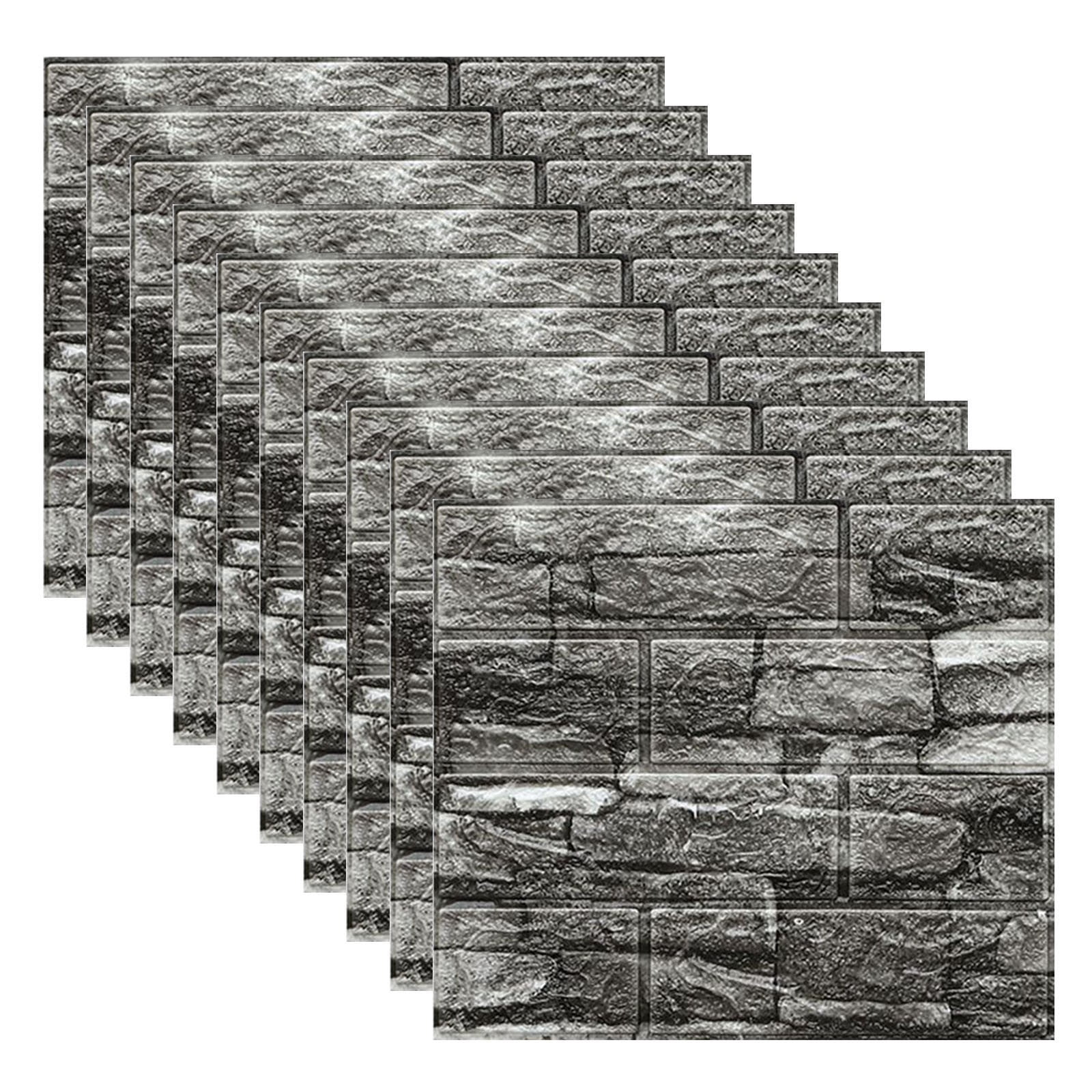 3D Wall Panels Peel and Stick Wallpaper,Self Adhesive Waterproof Foam Faux Brick for Living Room,Bedroom,Laundry,Kitchen,Fireplace,TV Wall Decoration (10 Pack,14x15.2inch)