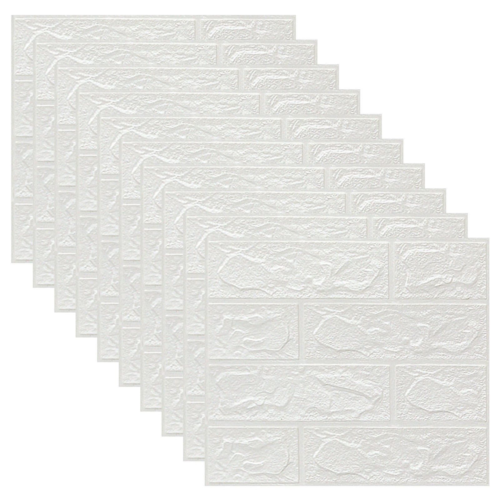 3D Wall Panels Peel and Stick Wallpaper,Self Adhesive Waterproof Foam Faux Brick for Living Room,Bedroom,Laundry,Kitchen,Fireplace,TV Wall Decoration (White 10 Pack,14x15.2inch)