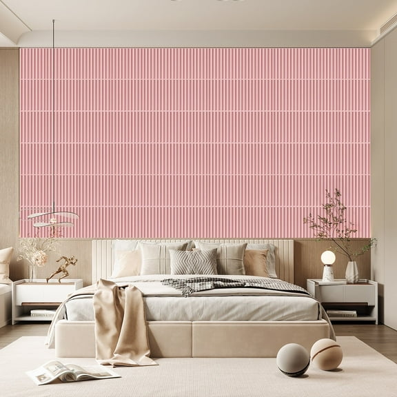 Floleopa 3D Wall Panels, Pink Decorative Wall Panels, 11.8 x 3.5 in, 30 Pieces