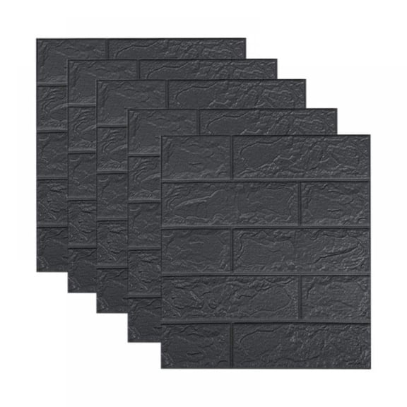 3D Wall Panels Stick and Peel, Brick Printable 3D Wallpaper Stick and Peel Self Adhesive Waterproof Foam Faux Brick Paneling for Bedroom, Bathroom, Kitchen, Fireplace (5 Pack, 15.16x13.78",Bl