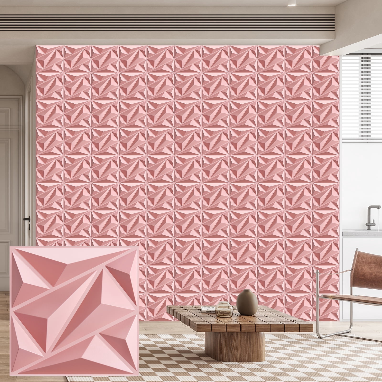 FLOLEOPA Pink 11.8 in x 11.8 in Decorative Wall Panels, 30 Pieces ...
