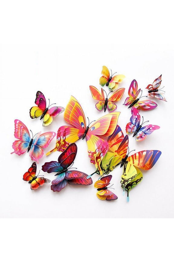 3D Wall Sticker 12 Pcs Butterfly PVC forChildren's Room Optional Colors