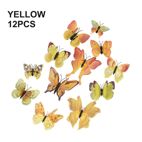 3D Wall Sticker 12pcs Butterfly PVC For Children's Room Optional Colors