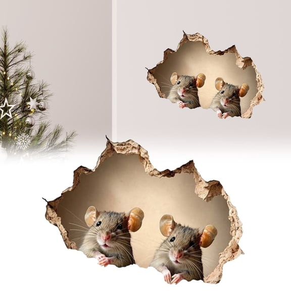 3D Wall Sticker, 3D Mouse Family Wall Stickers, Cute Wall Decal Colorful Stickers for Walls, ouse Hole Wall Decal Décor for Living Room, Bedroom, Laptop, Book Case, Vinyl Sticker Gifts(1PC)