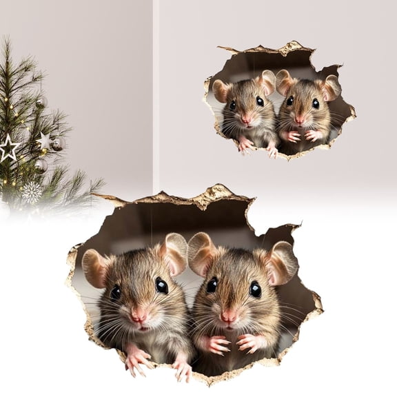 3D Wall Sticker, 3D Mouse Family Wall Stickers, Cute Wall Decal Colorful Stickers for Walls, ouse Hole Wall Decal Décor for Living Room, Bedroom, Laptop, Book Case, Vinyl Sticker Gifts(1PC)