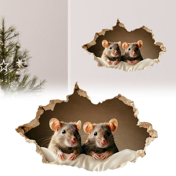 3D Wall Sticker, 3D Mouse Family Wall Stickers, Cute Wall Decal Colorful Stickers for Walls, ouse Hole Wall Decal Décor for Living Room, Bedroom, Laptop, Book Case, Vinyl Sticker Gifts(1PC)