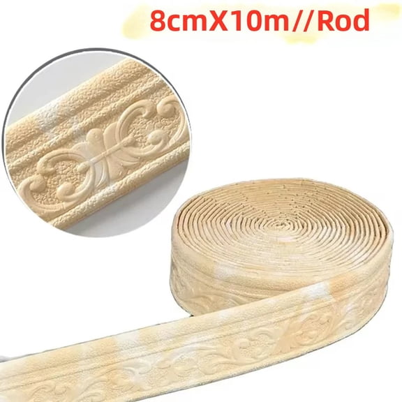 3D Wall Sticker, Adhesive and Waterproof, 10m/Roll, Self-Adhesive Base Border for Room and Home Decoration