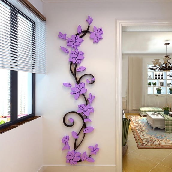 3D Wall Sticker, Flower Tree Wall Decal Home Decor for Living Room Bedroom TV Background