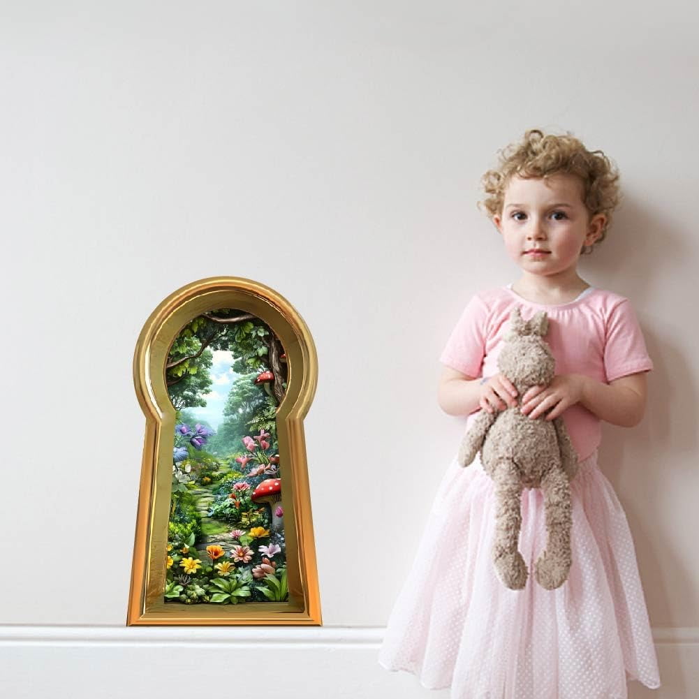 3D Wall Stickers Fairy Door 3D Wall Decals 3D Forest Scenery Art ...
