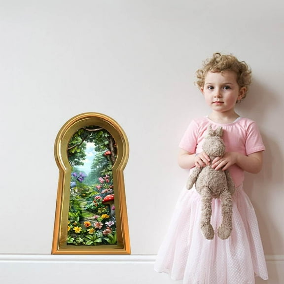 3D Wall Stickers Fairy Door 3D Wall Decals 3D Forest Scenery Art Stickers Nursery Wall Sticekrs Peel and Stick for Living Room Bedroom Home Kids Room Nursery Decor Mixed Color