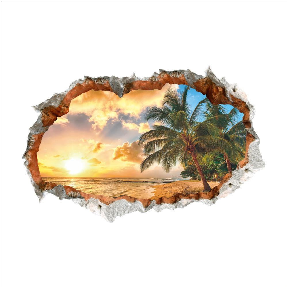 3D Wall Stickers Holiday Island (60X90 Cm) I SelfAdhesive Wall Sticker