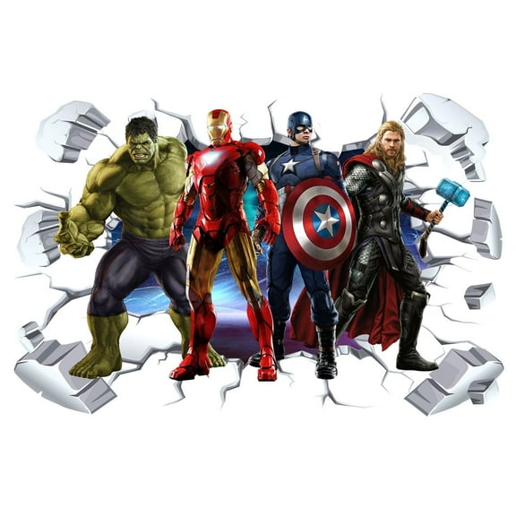 3D Wall Stickers iron Man Captain America Hulk Thor superhero Wall Sticker Interior decoration Background Wall Decoration 90X60 CM