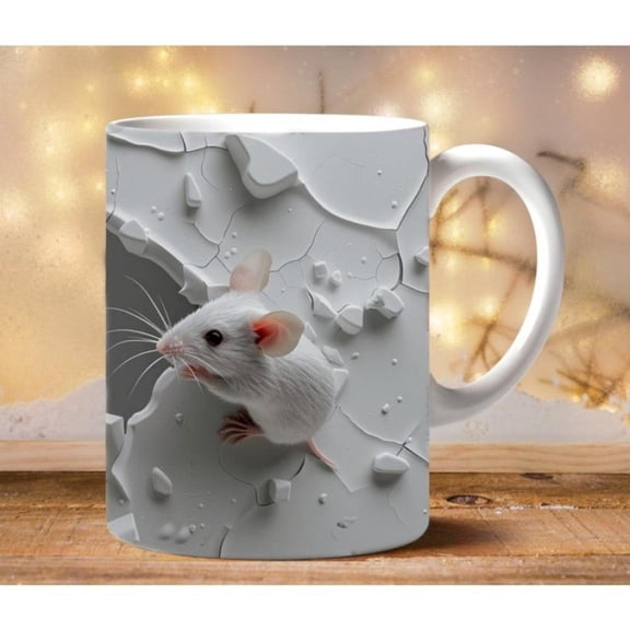 3D Wall breakthrough Mouse Mug Wrap Mug Wrap Sublimation Design 11oz Coffee Cup Template 3D Mouse Press Mug Design 02