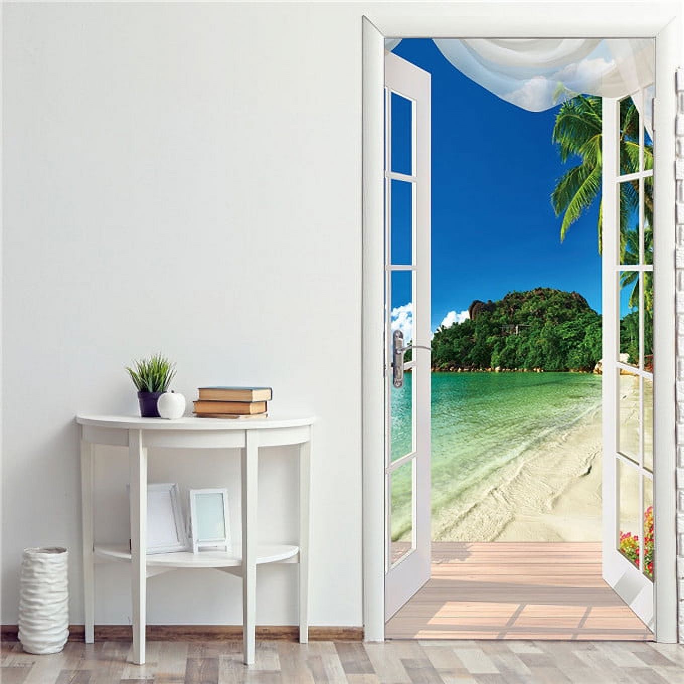Secenery Sticker Background 3D Wallpaper For Door Sticker Self-adhesive DIY Poster Beach Sea ...