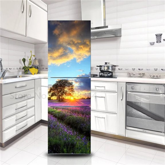 3D Wallpaper For Refrigerator Self Adhesive Vinyl Wardrobe Sticker Kitchen Fridge Decoration Decal H
