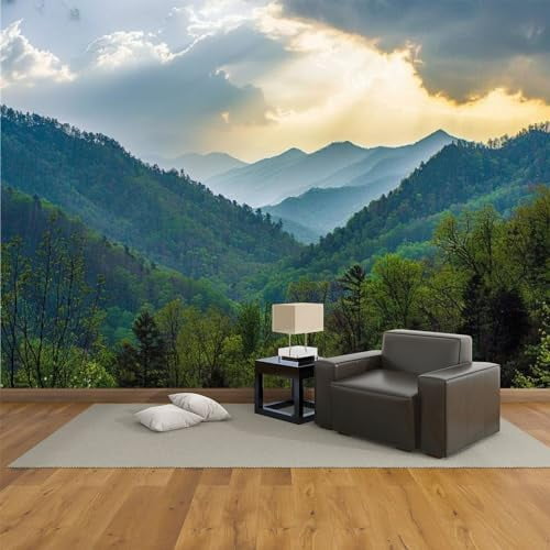 3D Wallpaper Self Adhesive Great Smoky Mountains Sunset at Overlook Wall Mural Canvas Peel and Stick Background Wall Sticker Bedroom Living Room Dormitory Decor$$Tools