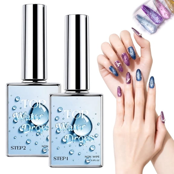 3D Water Drop Gel Top Coat Set Clear UV Curing Nail Art Coating | 2026 New Formula, UV Curing, 3D Water Drop Effect, Clear Finish, Nail Art