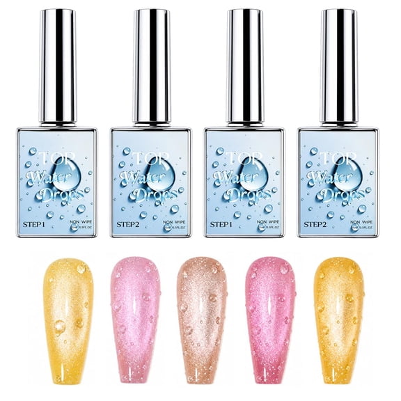 3D Water Drop Gel Top Coat Set, Effortless 2-Step DIY, Creates Stunning 3D Water Drop Effect, For Salon-Quality Nail Art At Home