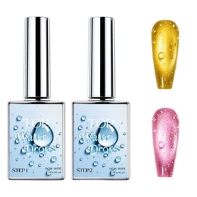 3D Water Drop Gel Top Coat Set, Gel Nail Polish 2-Step DIY System, 1SET | 3D Water Drop Effect, 2-Step Application, DIY Nail Art