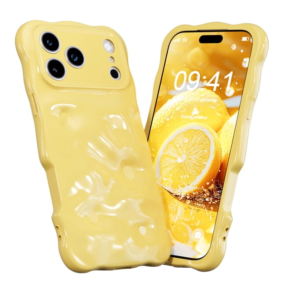 3D Water Ripple Chrome Phone Case for Apple iPhone 17 Pro Max, Cute Aesthetic Wave Shape Protective Cover, Luxury Glossy 3D Sculpted Shell Shockproof Cell Phone Case for Women Girls Fashion Gift