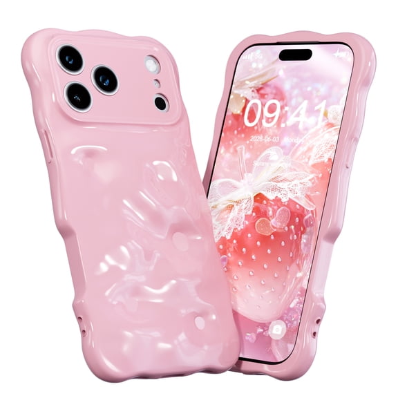 3D Water Ripple Chrome Phone Case for Apple iPhone Air, Cute Aesthetic Wave Shape Protective Cover, Luxury Glossy 3D Sculpted Shell Shockproof Cell Phone Case for Women Girls Fashion Gift