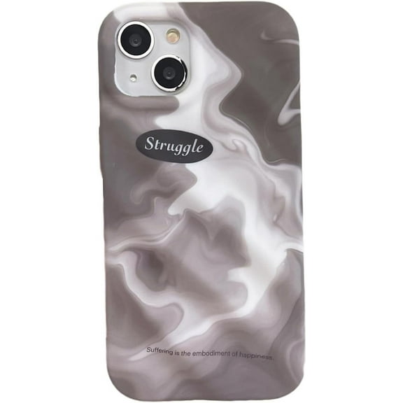 3D Water Ripple Ink Contrast Color Soft  for iPhone Case (Gray,iPhone 15)