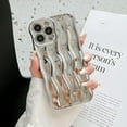 thumbnail image 1 of 3D Water Ripple Pattern Case for iPhone 12 Pro Max 6.7 inch, Solid Color Cute Curly Waves Frame Shape Phone Case Glossy Shockproof Soft TPU Anti-Scratch Phone Cover Slim Bumper Case - Silver, 1 of 9