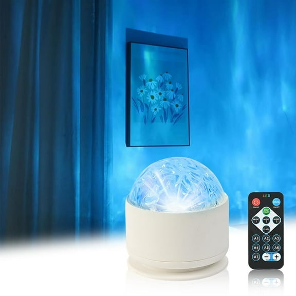 3D Water Ripple Projector Light LED Aurora Ocean Wave Night Light with Remote USB Rechargeable