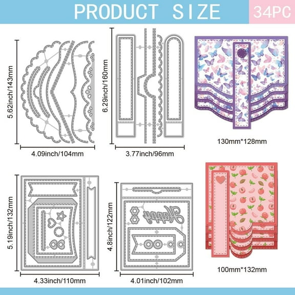 3D Waterfall Card Cutting Dies for Card Making Bookmark Metal Die Cuts Pocket Cutting Dies Templates for Scrapbooking Journal Embossing Paper Craft Decor