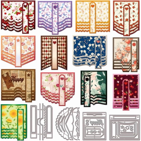 3D Waterfall Card Cutting Dies for Card Making Bookmark Metal Die Cuts Pocket Cutting Dies Templates for Scrapbooking Journal Embossing Paper Craft