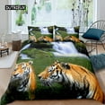 thumbnail image 1 of 3D Waterfall Duvet Cover Set King Size Microfiber Botanical Floral Trees Pattern Bedding Set Purple, 1 of 5