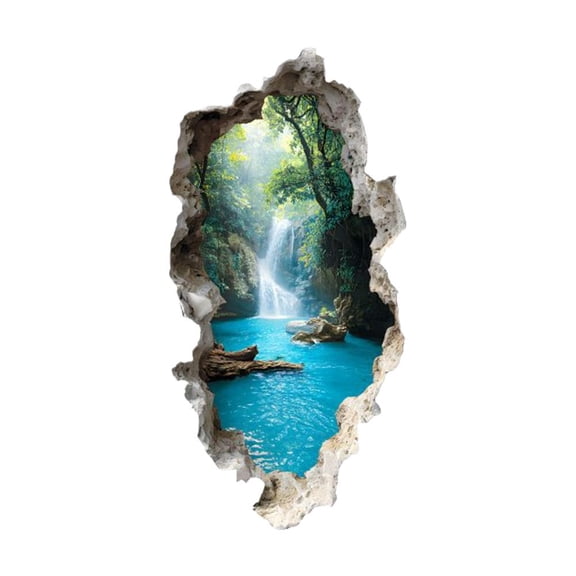 3D Waterfalls & Forests Wall Stickers 11.8 35.4 Mountain Water Natural Landscape Vinyl Wall Decals,Removable Peel & Stick 3D Illusion Murals for Bedroom,Living Room,Bathroom & Classroom Decor