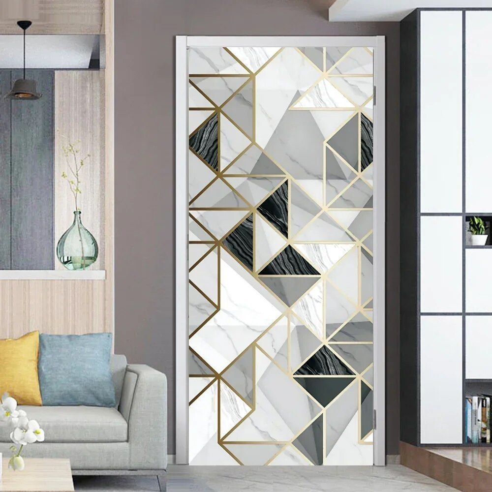 3D Waterproof Door Sticker White Wood Selfadhesive Wallpaper Doors