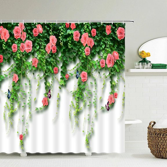 3D Waterproof Fabric Polyester Shower Curtains Patio Flower Wall Landscape Bathroom Curtains With Bathtub Decor Screen
