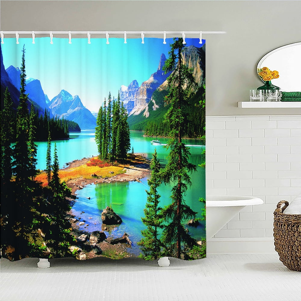 3D Waterproof Fabric Polyester Shower Curtains Patio Forest Nature Landscape Bathroom Curtains With Bathtub Decor Screen