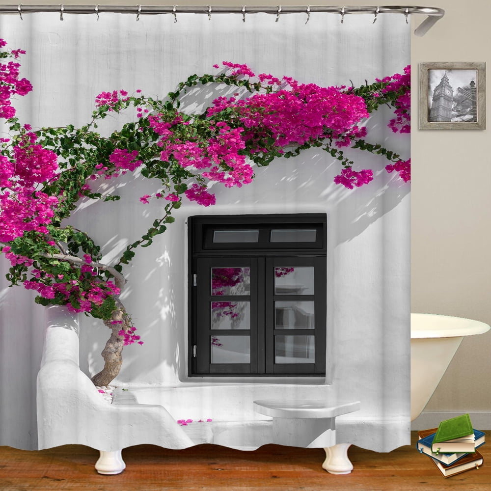 3D Waterproof Fabric Shower Curtains European style Arched Flower ...